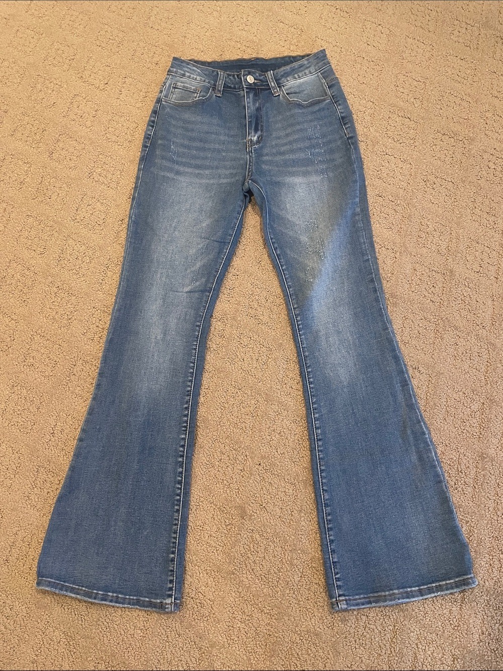 Amazon Women's Blue Flare Jeans - Mid Wash - Picture 1 of 5